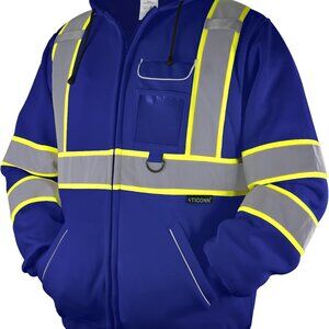 New Safety Hoodie Jacket, High Vis Reflective Safety Fleece Hoodie, PPE Gear